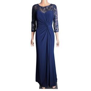 Alex Evenings Sequined Maxi Gown 8 Faux Wrap Formal Cocktail New Years Prom Ball